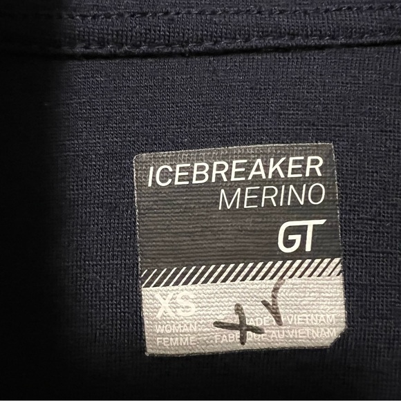 Icebreaker merino wool long sleeve lightweight base layer full zip blue red - Picture 3 of 4